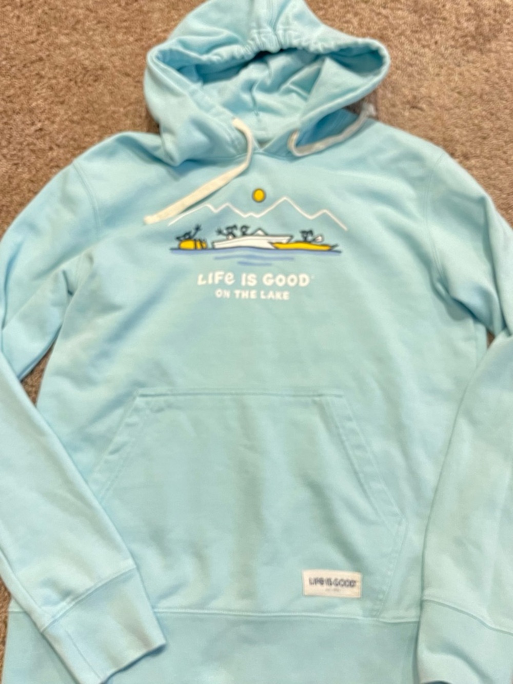 Life Is Good Light Blue 'On The Lake' Hoodie Boats - Picture 2 of 5